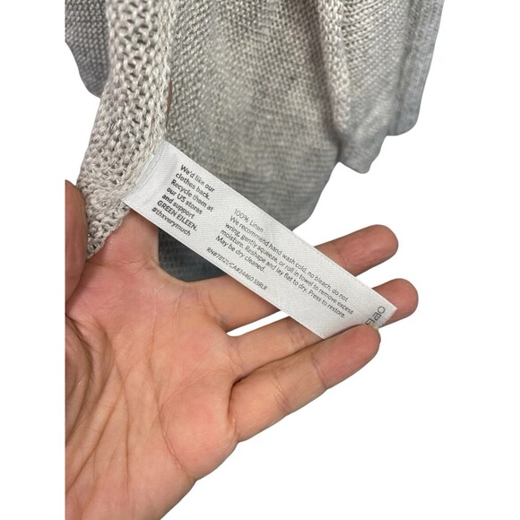 Eileen Fisher Cardigan Sweater Size Large 100% Organic Linen Draped Open Front - Picture 6 of 10